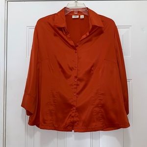 4/$10 Cato satiny orange top size 14/16 W